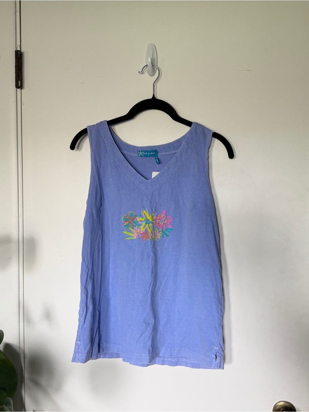 fresh produce Lavender V-Neck Tank with Multicolor Floral Detail